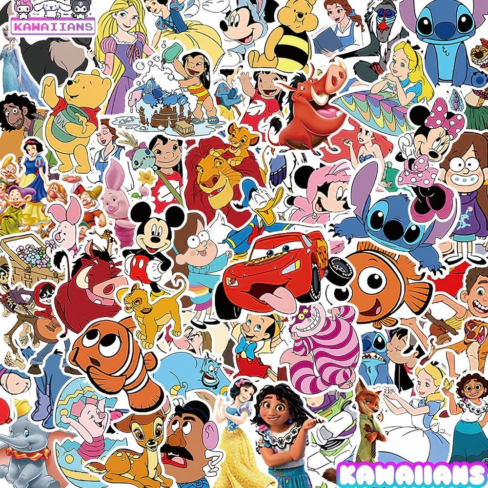 100Pcs Kids Mixed Cartoon Vinyl Waterproof Animation Decal Water Bottle Stickers